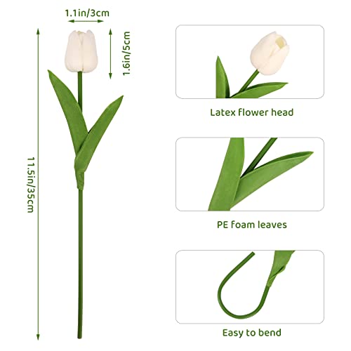 Macting 30Pcs White Artificial Tulip Flowers, Real Touch Fake Flowers Bouquet For Vase, Home, Kitchen, Wedding And Party Decor #TOP4