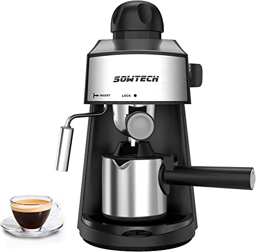 Sowtech Espresso Machine Espresso Maker Cappuccino Latte Machine With Steam Milk Frother And Stainless Steel Carafe 3.5 Bar 4 Cup #TOP16