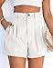 PRETTYGARDEN Womens Shorts Casual 2026 Summer Elastic High Waist Zipper Button Tailored Shorts Pleated Beach Vacation Clothes (White,Small)