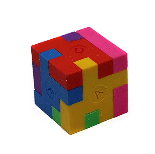 Smart Novelty Cube Puzzle Erasers for Kids School Supplies and Party Favors - Bulk Pack of 24 Colorful Mini Geometric Erasers - Thumbnail 4