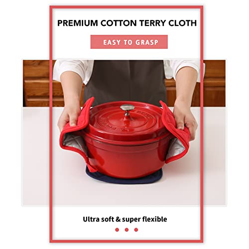 image for Joyhalo 4 Pack Heat Resistant Pot Holders - Terry Cloth Sets for Cooki