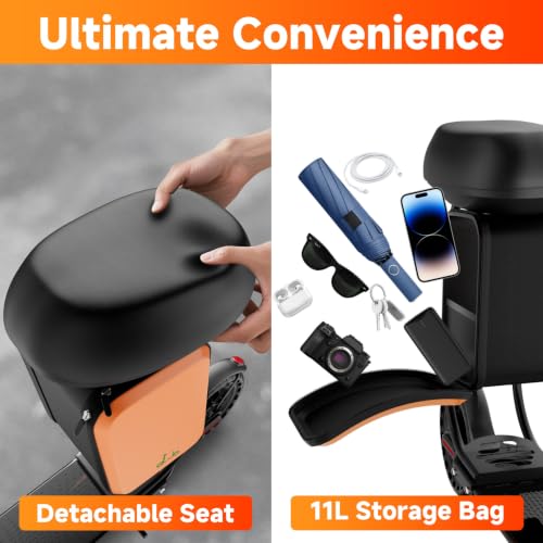 Image of Electric Scooter with Seat for Adult and Teens, 350W Motor Up to 19 MPH | 15 to 21 Miles Range,8.5 inch Tires, Dual Brake, Curise Control, Foldable Commuter E Scooter with Seat