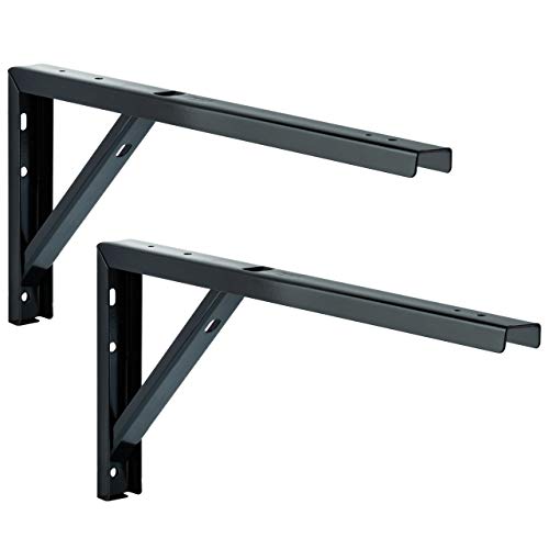 Gedotec Regal-Konsole schwarz Regalträger Metall Regalwinkel für die Tisch & Wand-Montage | Regalhalter Stahl schwarz beschichtet | 400 x 30 x 180 mm | 2 Stück - Winkel-Konsole zum Schrauben