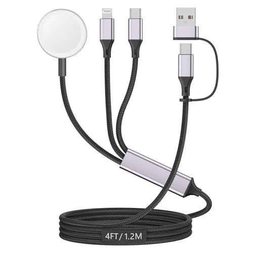 Câble USB C 3 en 2 pour chargeur Apple Watch avec cordon multi-rapide robuste de 1,2 m