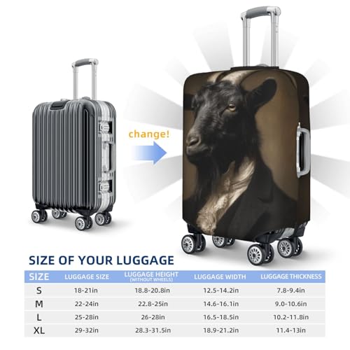 Black Goat In Gothic Suit Elastic Travel Luggage Covers Dustproof Scratch-Resistant Suitcase Protector Fit 22-24 Inch4