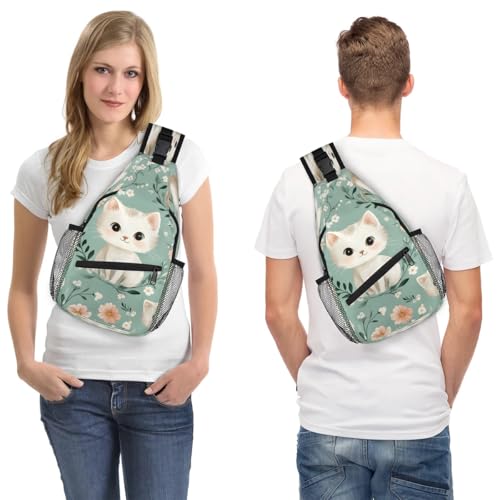 Bolsa bandolera unisex con gato para senderismo y viaje miniatura 7