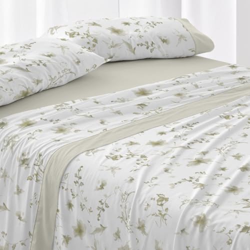 Burrito Blanco | Juego de sábanas | Cama de 150 a 160cm. (+Medidas Disponibles) | Diseño 048 | Color Salvia (150-160x190/200cm.)