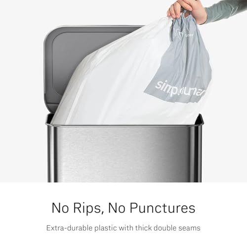 Image of simplehuman Code N 200 Count, Dispenser Pack Custom Fit Liners, Drawstring Trash Bags, 45-50 Liter / 11.9-13.2 Gallon, White
