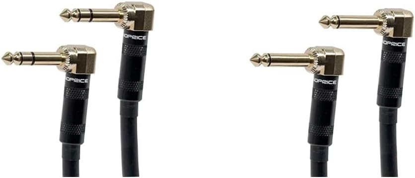 Monoprice 109439 Premier Series 1/4 Inch (TRS) Male Right Angle to Male Right Angle 16AWG Cable Cord - 1.5 Feet- Black (Gold Plated) : Everything Else