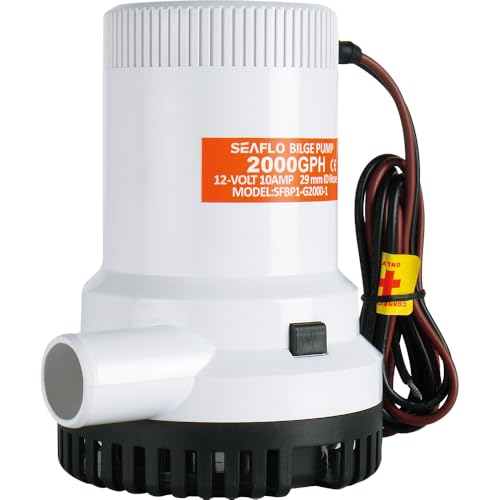 Image of SEAFLO 01 Series 2000 GPH Bilge Pump - 12V, 1-1 /8 inch Outlet, Marine Submersible Pump with Anti-Airlock Protection, CE & Rohs Certified, 4-Year Warranty | Reliable for Boats and Marine Applications