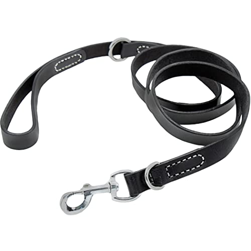 Fuzzy Friends Leather Dog Leash. Stylish 6Ft Black Leather Leash With Premium Hardware. Veterinarian Approved Dog Training Leash With Style. For Small, Medium And Large Breeds #TOP5
