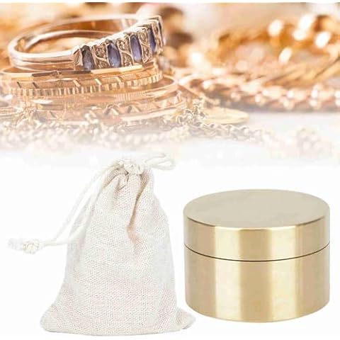 Tbest Storage Box, Waterproof Round Shape Box Metal Jewelry Sealed Container Dustproof -Proof Storage Box(M) Fob Brass Container Box for Purse Cover
