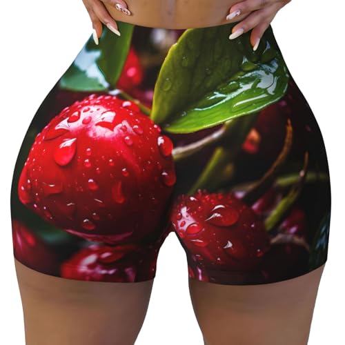 Post-Harvest Fruit Pattern Sports Shorts, high Elastic Slim Fitness Pants, Suitable for Yoga/Leisure/Daily wear