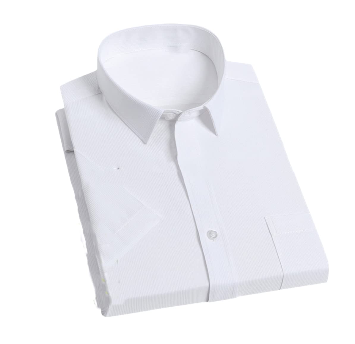 Men's Classic Short Sleeve Solid/Striped Basic Dress Shirts Single Patch Pocket Business Casual Office Shirt