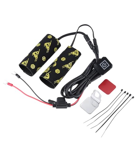 Gohantee Motorcycle Heated Grips Cover Heated Motorcycle Grip Pads 12V IP67 3 Temperature Adjustable Handlebar Warmer with Switch Waterproof ATV Motorcycle Grip Heaters