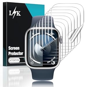 LϟK 8 Stücke Schutzfolie für Apple Watch Series 9/8/7 45mm Folie - Blasenfrei Kratzfest Anti-Staub HD Klar Selbstheilung Flexible TPU Displayschutzfolie für iWatch S9 45mm 2023