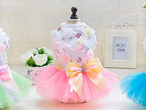 Clopon 3Pcs Dogs Dresses For Medium Dogs Girl Cute Pets Blue Pink Tutu Dresses Party Costumes L #TOP5