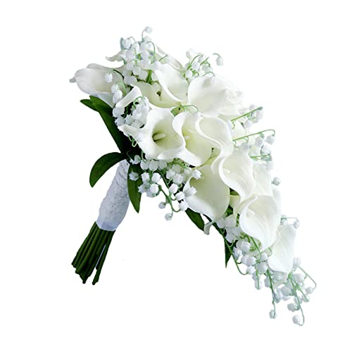 Uposao Bridal Bouquet, Teardrop Romantic Artificial Rose Bouquet, Bride and Bridesmaid Holding Bouquets Long Bouquet for Birthday Wedding Centerpiece Accessories - Image 4