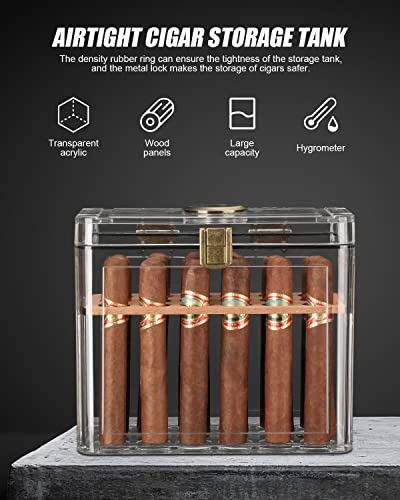 Fankai Cigar Humidors, Acrylic Humidor Cigar Box, Cigar Accessories With Hygrometer&Humidifier, Cigar Gifts For Men, Humidor With Cedar Wood Tray, Cigar Case Fits 18-50 Cigars, Cigar Box Gift #TOP4