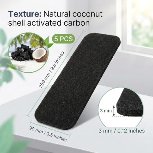 Image of HASTHIP 5pcs ceiling fan filter air purifier pads dust collector fan blade | Activated Coconut Shell Carbon Air Purifier Pads Unscented Dust and Allergen Capture for Household Ceiling Fans Black