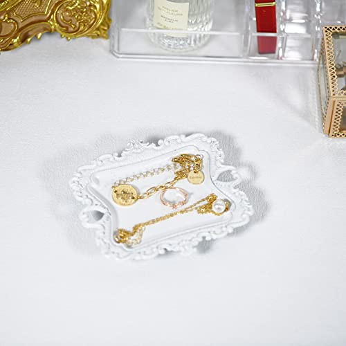 Image of Funly mee Antique Trinket Dish Vintage Jewelry Tray, Ring Holder (White, S)