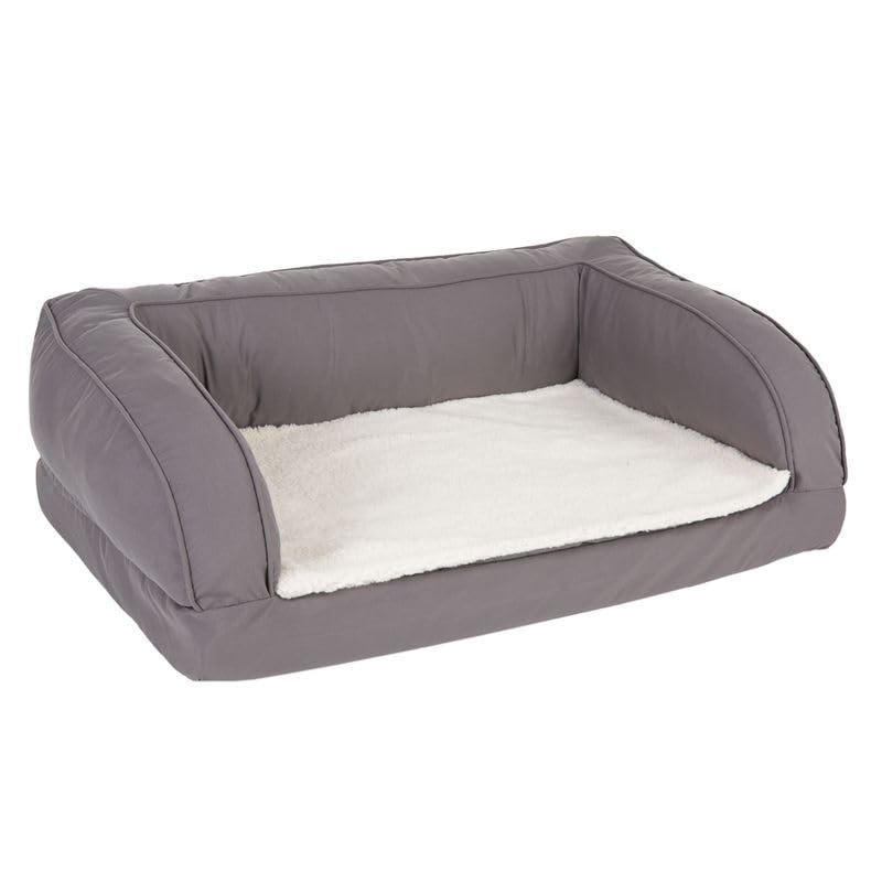 ZOOPLUS Orthopädisches Hundesofa | Hundebett | Memory Foam-Matratze | anschmiegsamer Bezugsstoff | hoher Rand | inkl. Plüschauflage (XL - L 140 x B 80 x H 32 cm)