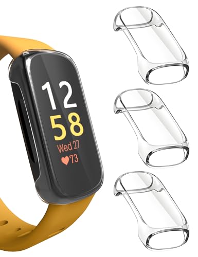 Sinoacc 3 Pack for Fitbit Inspire 3 Screen Protector Case Soft Flexible TPU Screen Protector Full Coverage Protection Lightweight Scratch-Resistant Cover for Inspire 3 Health & Fitness Tracker Clear