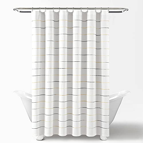 Lush Decor Ombre Stripe Yarn Dyed Cotton Shower Curtain, 72" W x 72" L, Navy & Multi - Fabric Shower Curtains - Striped Bathroom Curtain - Farmhouse & Coastal Decor - Image 7