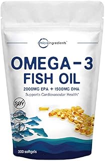 Triple Strength Omega-3 Fish Oil Supplement (Burpless), 3750mg Per Serving, 300 Softgels, EPA