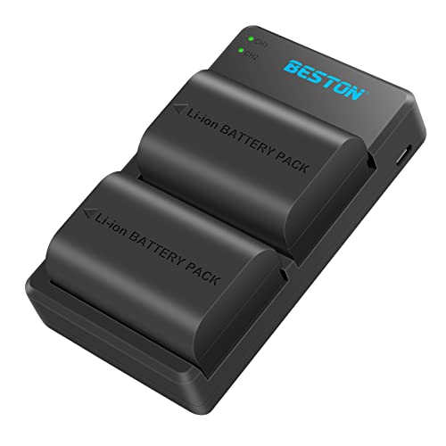 BESTON 2-Pack LP-E6N Batteries & Dual Battery Charger for Canon EOS R, R5, 60D, 70D, 80D, 90D, 5D Mark II, III, IV, 6D Mark II, 7D Cameras