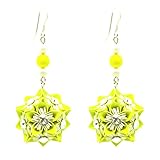 orecchini fluo pizzo Altezza totale: 6 cm Orecchini di carta ed argento 925 - impreziositi con cristalli di alta qualità - idea regalo per lei - Gioielli fatti a mano Deluxe Collection (Giallo Fluo)