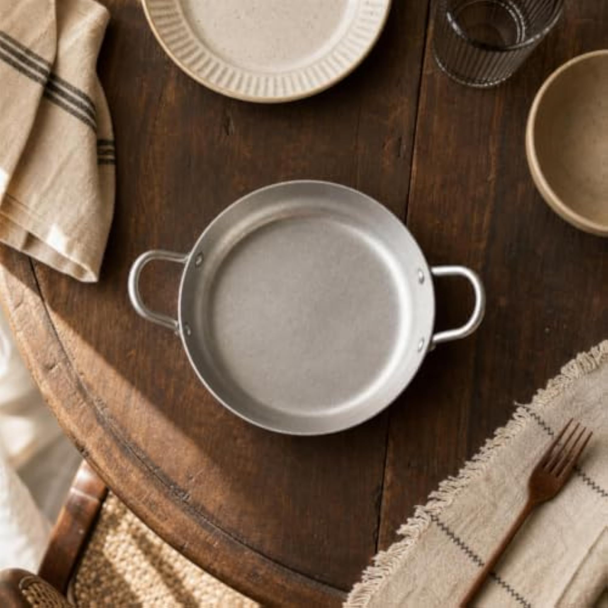 Seafood Dry Wok Pan, 20Cm, Matte Aluminum