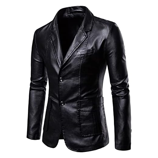 Chaqueta de Traje Formal Slim Fit Abrigo Informal de Cuero Sólido para Hombre Americana para Hombre Elegante