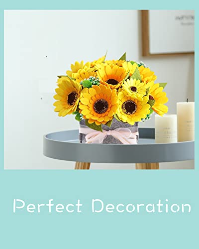 Image of BAZIMA DIY Felt Flower Art Craft Kit, Sunflower Pot Bonsai Kit, Floral Gifts, Beginner Craft Kit, Arrange Pre-Cut Flowers and Foliage