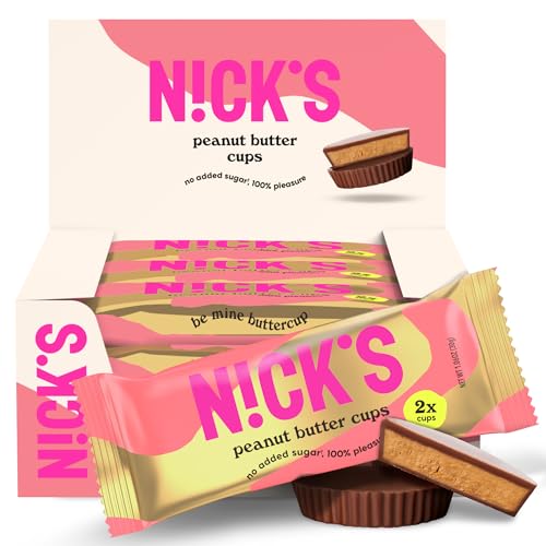 Image of N!CK'S Peanut Butter Cups, Low Carb Chocolate with Peanut Butter, Without Added Sugar, 1.7 g Net Carbohydrates, 1 g Sugar, Keto friendly, Gluten Free, Without Palm Oil 12 Pack with a total of 24 cups