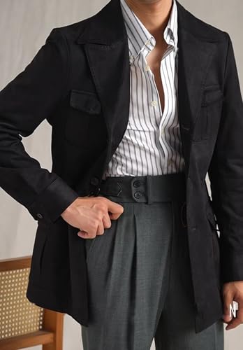 Men's 3 Buttons Suede Blazer Classic Italian Casual Faux Leather Jacket with Pockets4