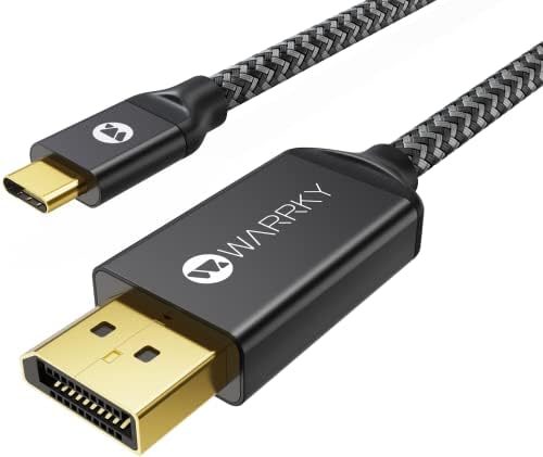 Warrky USB C to DisplayPort Cable (4K@60Hz, 2K@165Hz), [Aluminum Shell, Gold-Plated Plug] Thunderbolt 3/4 to Display Port Cord Compatible with MacBook Pro/Air, iPad Pro, iMac, Surface, Galaxy -6ft
