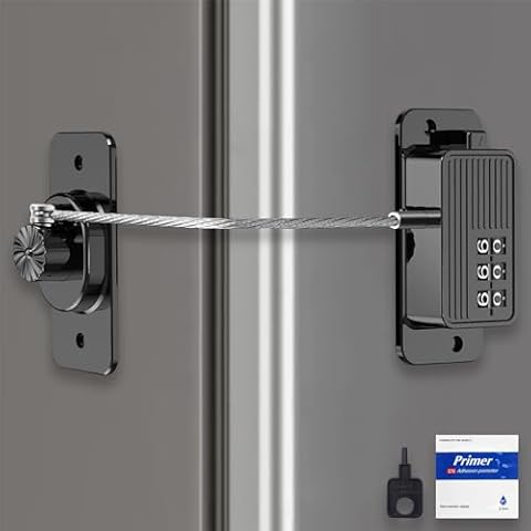Refrigerator Lock Combination, Child Proof Fridge Lock, Cabinet Locks Baby Proofing, for Fridge, Cabinets, Drawers, Windows and Child Proof Cabinet Locks - No Keys Needed No Drill Cover