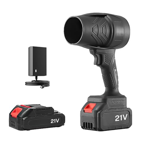 Souffleur de Feuilles sans Fil avec 2 Batteries 21V, Moteur 130000 TR/Min, débit d'air Turbo,Souffleur Électrique pour Bulles de Feuilles,Voitures, Feuilles, Neige, Poussière (Noir-1 Batterie)