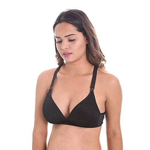 SUTIÃ AMAMENTAÇÃO BOJO E RENDA PRETO - 46 >