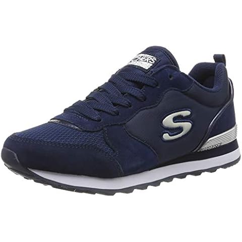 Skechers Damen Retros-og 85-goldn Gurl Sneaker, Navy Suede Mesh Nylon Silver Trim Nvy Cover