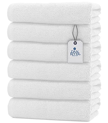 DAN RIVER 100% Cotton Bath Towel Set Pack of 6| Soft Large Bath Towel| Highly Absorbent| Daily Usage Bath Towel| Ideal for Pool Home Gym Spa Hotel| White Towel Set| Bath Towel Set 22x44 in| 400 GSM