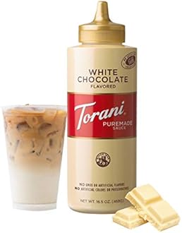 Torani Puremade Sauce, White Chocolate Flavor, Squeeze Bottle, GMO Free & Gluten Free, 16.5 Oz. 468g