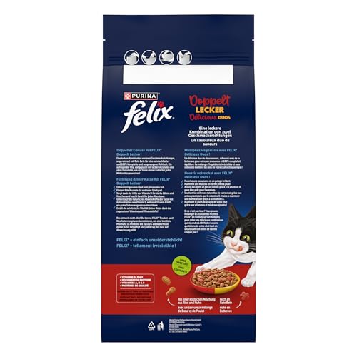 Felix Doppelt Lecker Katzenfutter trocken mit Rind & Huhn und reich an Rote Bete, 6er Pack (6 x 2kg) – Bild 4