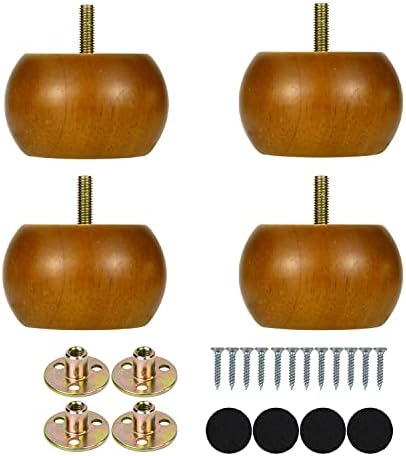 2 Inch Bun Feet Walnut Mid-Century Furniture Legs Set of 4 for Couch Sofa Ottoman