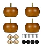 2 Inch Bun Feet Walnut Mid-Century Furniture Legs Set of 4 for Couch Sofa Ottoman