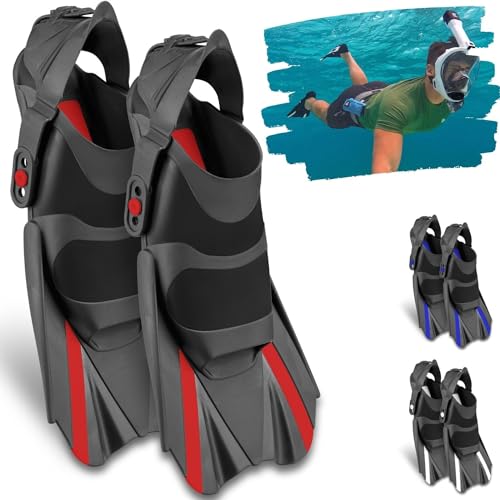 Khroom Aletas de esnórquel Ajustables Cortas con Bolsillo para Colgar Tallas 36 – 47, Aletas...