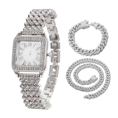Montre avec Diamants Iced Out montre quartz japonais et chaîne cubaine pour garçons