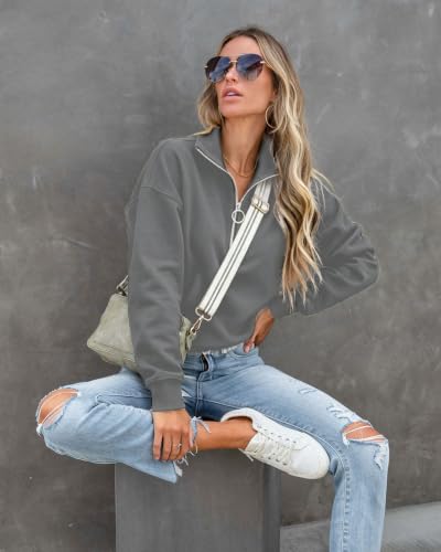 Image of NEYOUQE Womens Fall Winter Fashion Sweatshirts Quarter Zip up pullover Polo sweatshirt women casual trendy crewneck tops