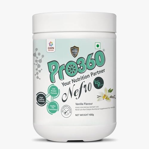 Pro360 Nefro LP Powder Vanilla Flavour – 400g Low Protein Nutrition Supplement for Kidney Health (Non-Dialysis) – Vanilla Protein Powder Enriched with L-Taurine, L-Carnitine & Essential Nutrients